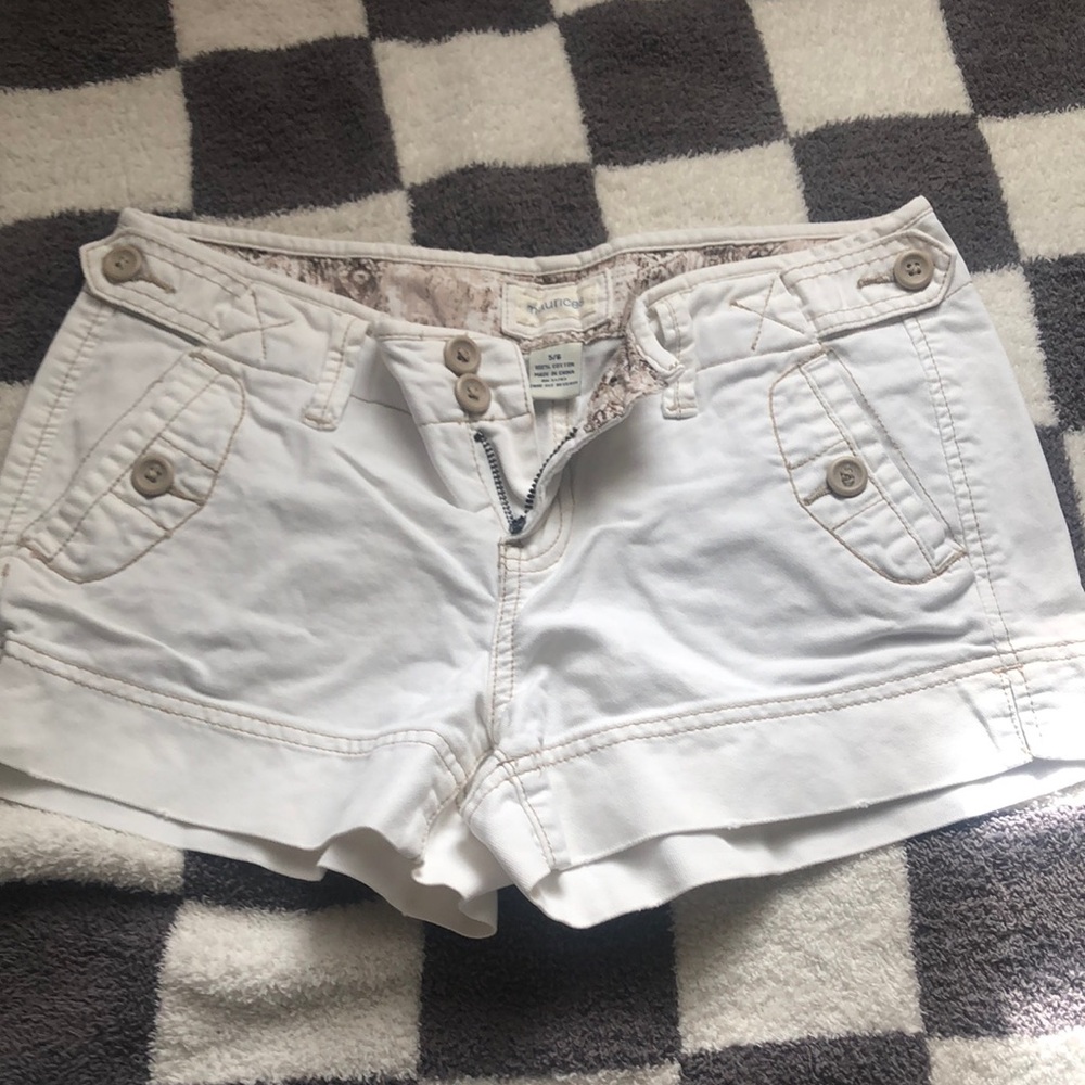 White American Eagle Shorts with Button Accents
